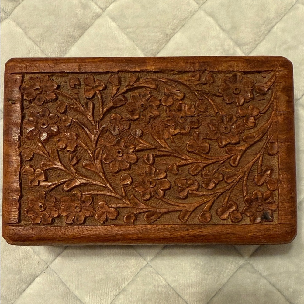 Floral Carved Wooden Box